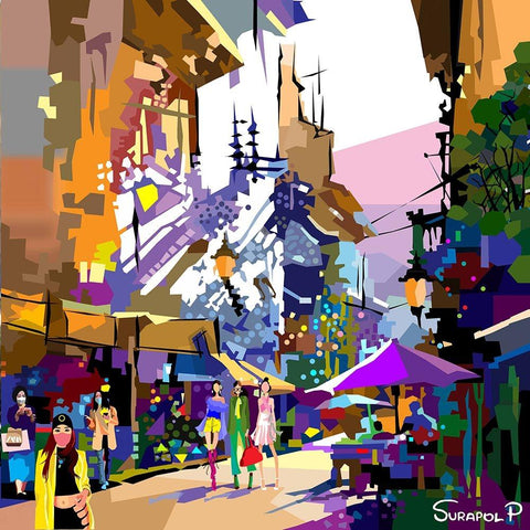 Urban Community White Modern Wood Framed Art Print by Pansanit, Surapol