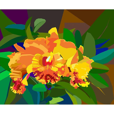 Cattleya Orchid 2 Gold Ornate Wood Framed Art Print with Double Matting by Pansanit, Surapol