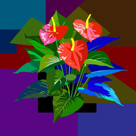 Red Boy Flower White Modern Wood Framed Art Print with Double Matting by Pansanit, Surapol