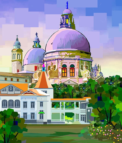 Old Temple White Modern Wood Framed Art Print with Double Matting by Pansanit, Surapol