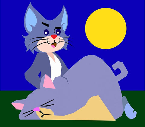 The Cat 004 White Modern Wood Framed Art Print with Double Matting by Pansanit, Surapol