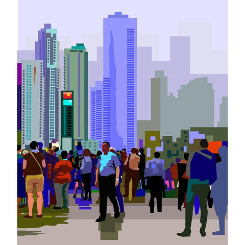 New City Gold Ornate Wood Framed Art Print with Double Matting by Pansanit, Surapol