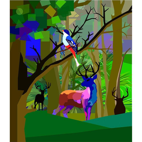 Forest Black Modern Wood Framed Art Print with Double Matting by Pansanit, Surapol