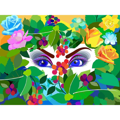 My Flowers - Eyes Gold Ornate Wood Framed Art Print with Double Matting by Pansanit, Surapol