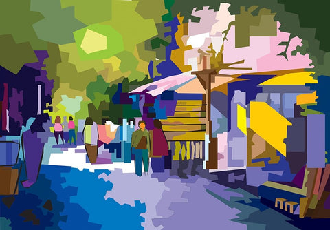 Landskape 001 White Modern Wood Framed Art Print with Double Matting by Pansanit, Surapol