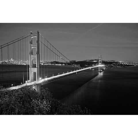 Blk And Wht Golden Gate Gold Ornate Wood Framed Art Print with Double Matting by Susan Vizvary Photography