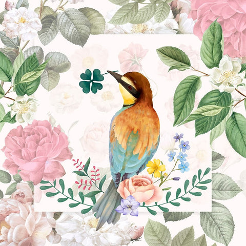 Beautiful Birdie Black Ornate Wood Framed Art Print with Double Matting by The Font Diva