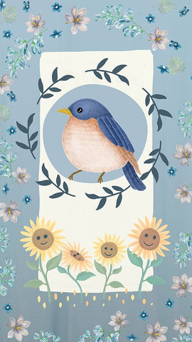 Bluebird Paradise White Modern Wood Framed Art Print with Double Matting by The Font Diva