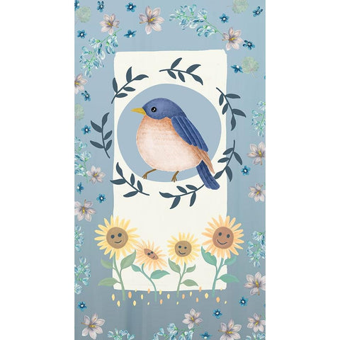 Bluebird Paradise Black Modern Wood Framed Art Print by The Font Diva