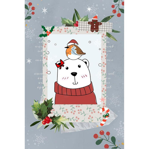 Christmas Bear Black Modern Wood Framed Art Print by The Font Diva