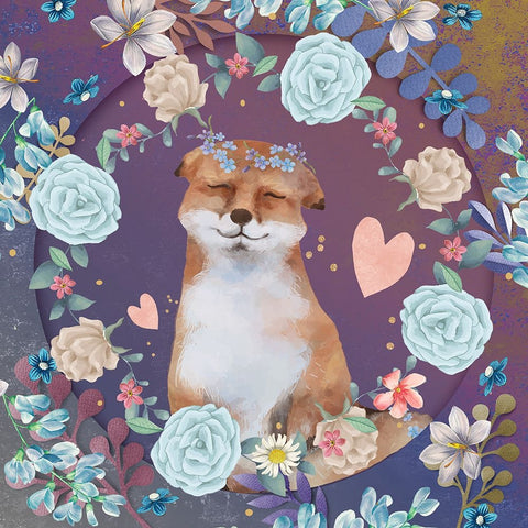 Fantastic Fox Black Ornate Wood Framed Art Print with Double Matting by The Font Diva