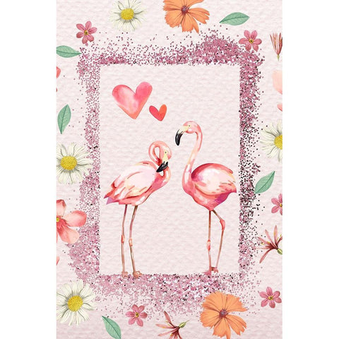 Flamingo Flattery Black Modern Wood Framed Art Print with Double Matting by The Font Diva