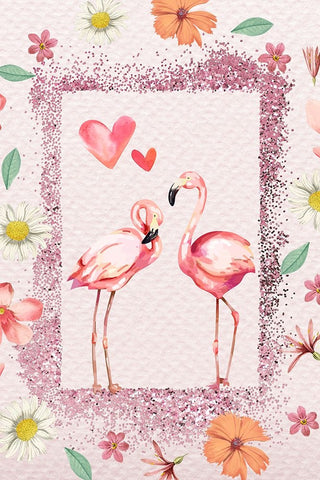 Flamingo Flattery Black Ornate Wood Framed Art Print with Double Matting by The Font Diva