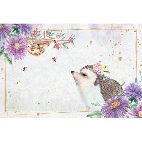 Hedgehog Honey White Modern Wood Framed Art Print by The Font Diva