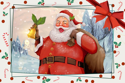 Holly Jolly Christmas White Modern Wood Framed Art Print with Double Matting by The Font Diva