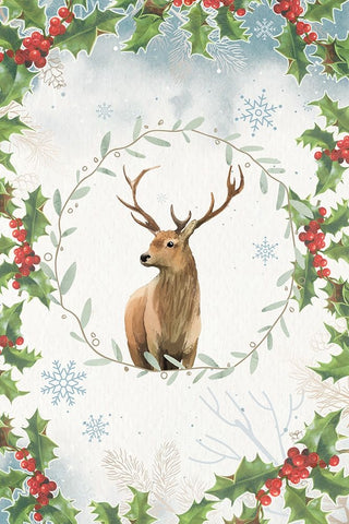 Holly The Reindeer Black Ornate Wood Framed Art Print with Double Matting by The Font Diva