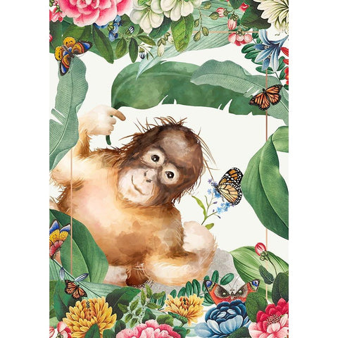 Monkey Around Black Modern Wood Framed Art Print by The Font Diva