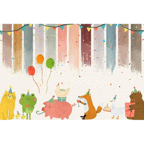 Party Animals Black Modern Wood Framed Art Print with Double Matting by The Font Diva