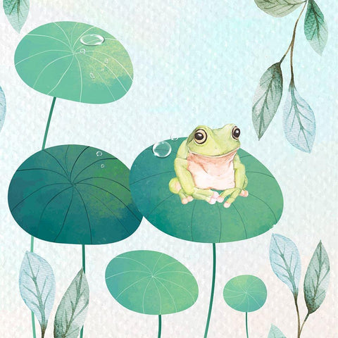 Rainforest Ribbit White Modern Wood Framed Art Print by The Font Diva