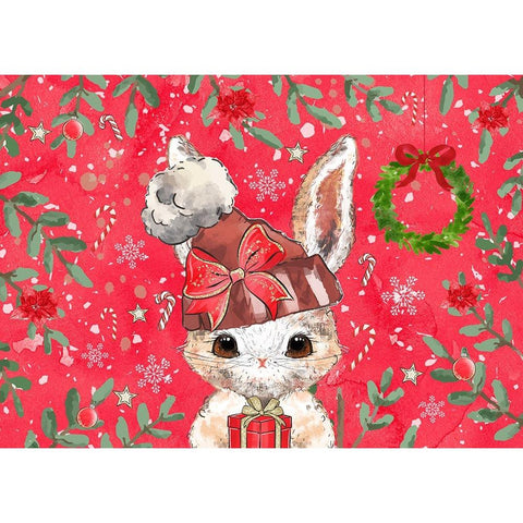 Red Rabbit Christmas White Modern Wood Framed Art Print by The Font Diva