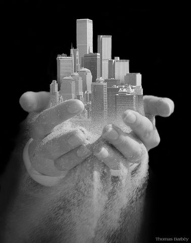 Urban Offering White Modern Wood Framed Art Print with Double Matting by Barbey, Thomas