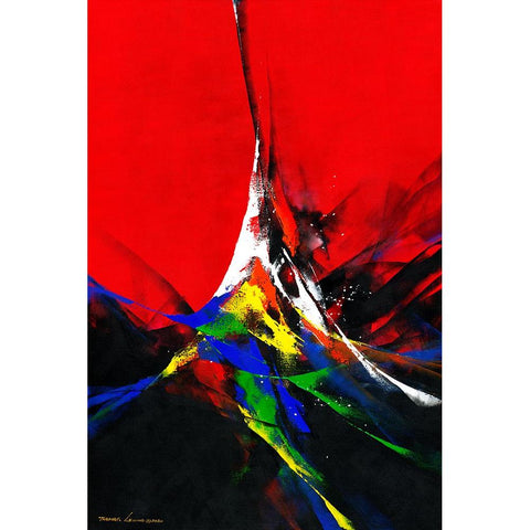 Joy Black Modern Wood Framed Art Print with Double Matting by Leung, Thomas