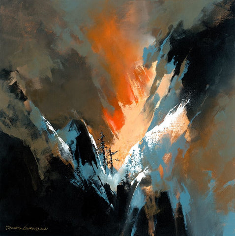 Snow Valley White Modern Wood Framed Art Print with Double Matting by Leung, Thomas