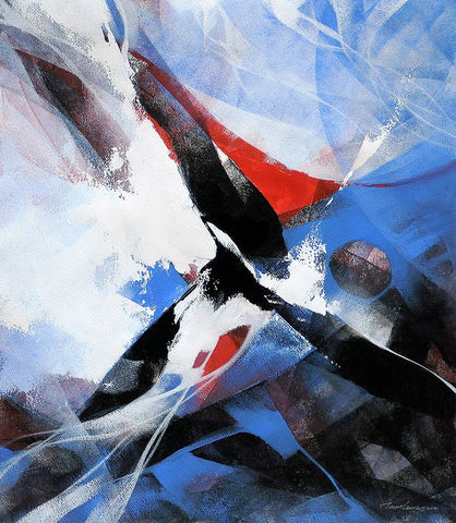 Action 1 White Modern Wood Framed Art Print with Double Matting by Leung, Thomas