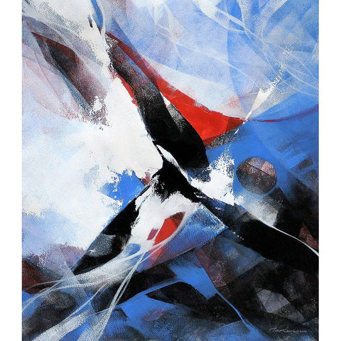 Action 1 Black Modern Wood Framed Art Print with Double Matting by Leung, Thomas