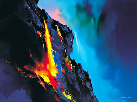 Blazing Fires White Modern Wood Framed Art Print with Double Matting by Leung, Thomas