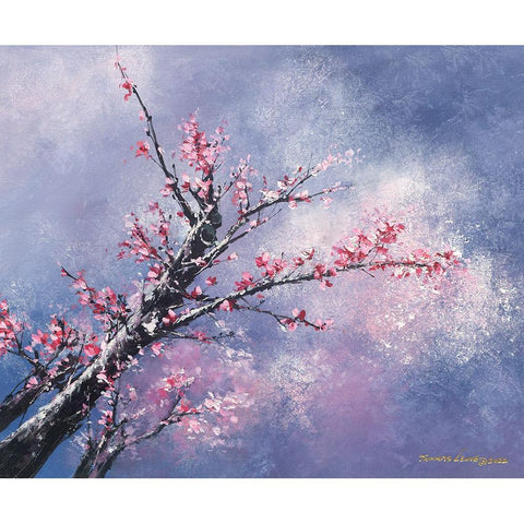 Blossom Season White Modern Wood Framed Art Print by Leung, Thomas