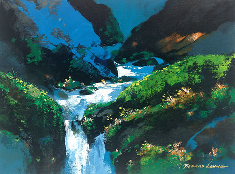 Creek White Modern Wood Framed Art Print with Double Matting by Leung, Thomas