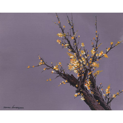 Little Plum Flowers White Modern Wood Framed Art Print by Leung, Thomas