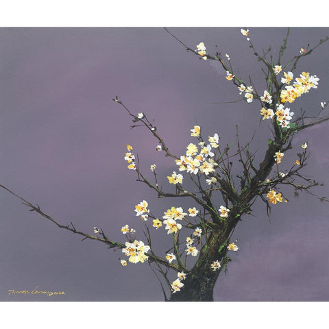 White Blossom White Modern Wood Framed Art Print by Leung, Thomas