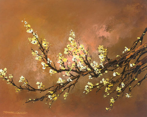 Yellow Plum Blossom 2 Black Ornate Wood Framed Art Print with Double Matting by Leung, Thomas