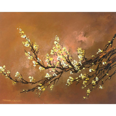 Yellow Plum Blossom 2 White Modern Wood Framed Art Print by Leung, Thomas