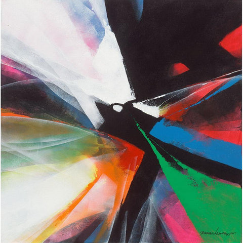 Dancing Color 4 Black Modern Wood Framed Art Print with Double Matting by Leung, Thomas
