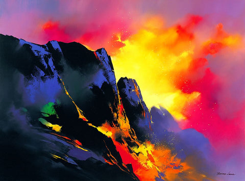 Lavas Descent White Modern Wood Framed Art Print with Double Matting by Leung, Thomas