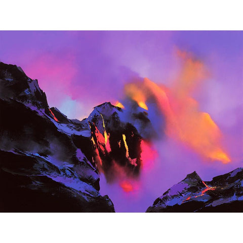 Molten Rock Black Modern Wood Framed Art Print with Double Matting by Leung, Thomas