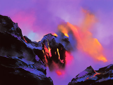 Molten Rock White Modern Wood Framed Art Print with Double Matting by Leung, Thomas