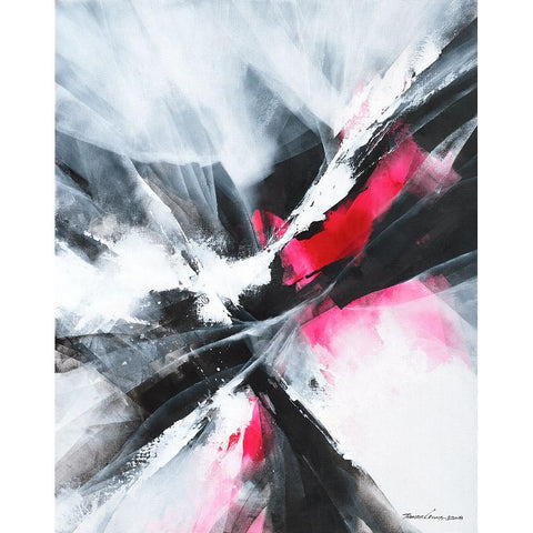Red Motion Black Modern Wood Framed Art Print with Double Matting by Leung, Thomas