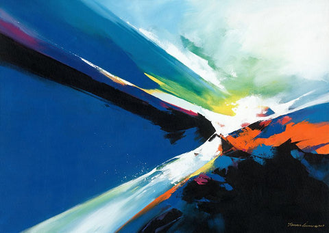 Power and Velocity White Modern Wood Framed Art Print with Double Matting by Leung, Thomas