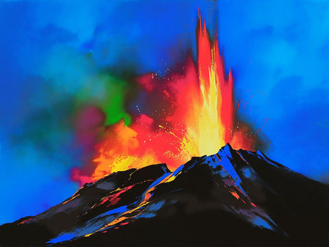 Volcanic Majesty Black Ornate Wood Framed Art Print with Double Matting by Leung, Thomas