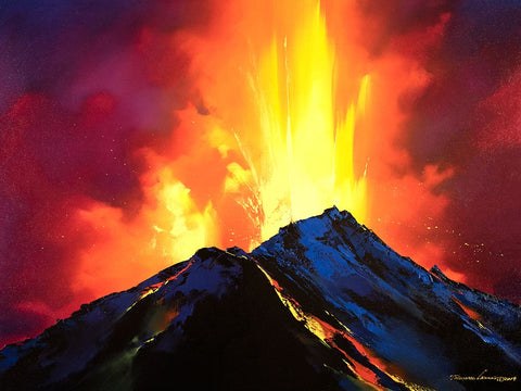 Volcanic Roar Black Ornate Wood Framed Art Print with Double Matting by Leung, Thomas