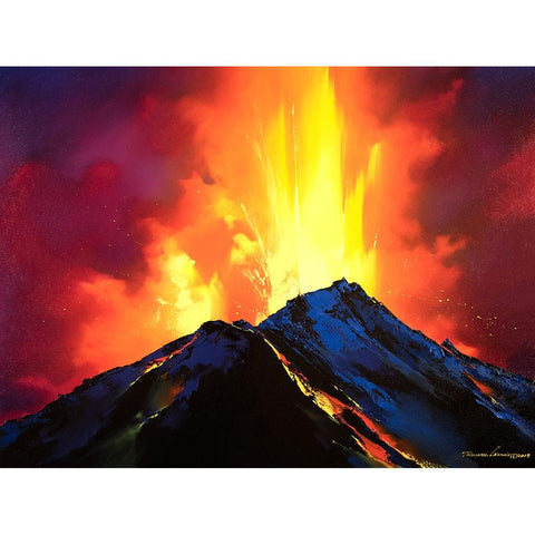 Volcanic Roar Black Modern Wood Framed Art Print by Leung, Thomas
