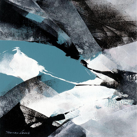 Wave 4 Black Modern Wood Framed Art Print with Double Matting by Leung, Thomas