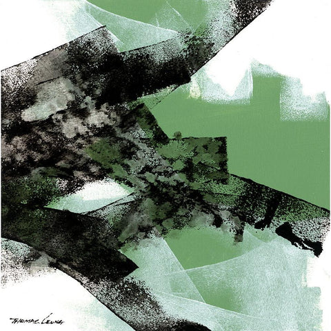 Wave 6 Black Modern Wood Framed Art Print with Double Matting by Leung, Thomas