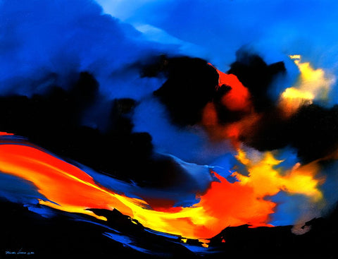 Fire Surf Black Ornate Wood Framed Art Print with Double Matting by Leung, Thomas