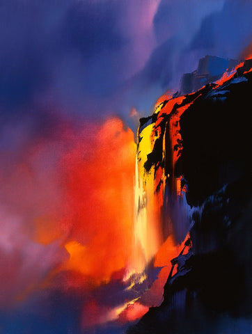 Fire Cliffs White Modern Wood Framed Art Print with Double Matting by Leung, Thomas