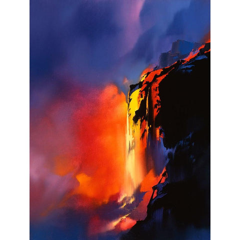 Fire Cliffs Black Modern Wood Framed Art Print by Leung, Thomas